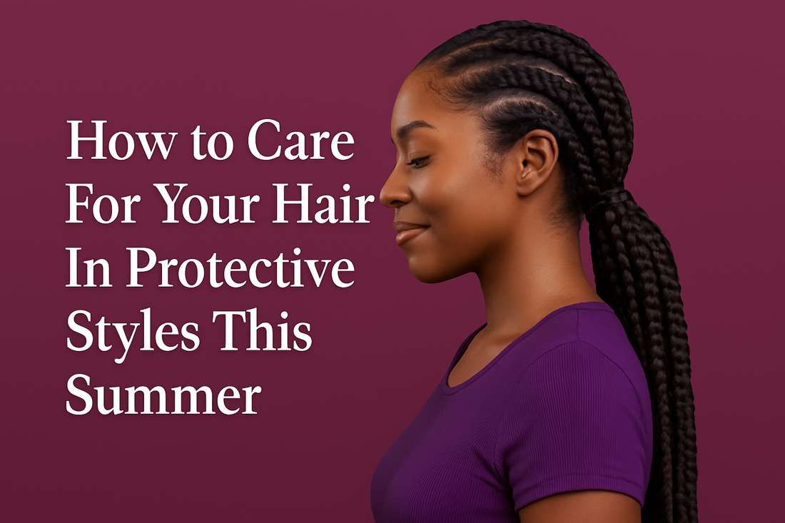 A black women with braids with her eyes closed, thinking about protective styles.