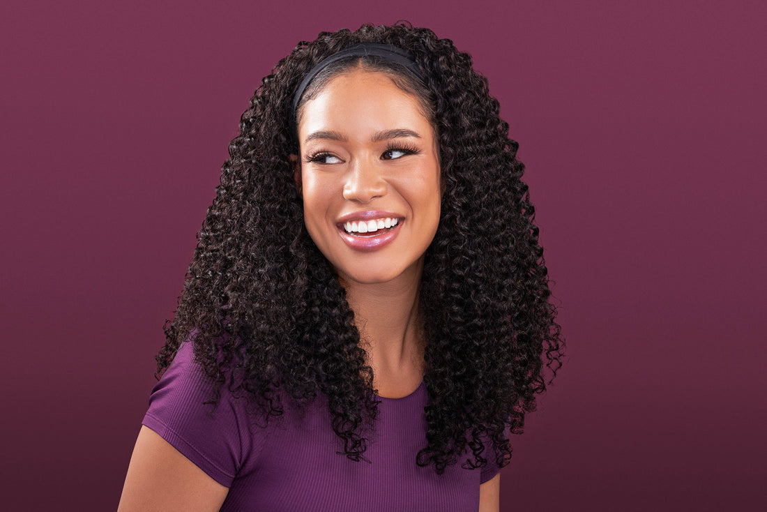 Woman with hair extension and wig